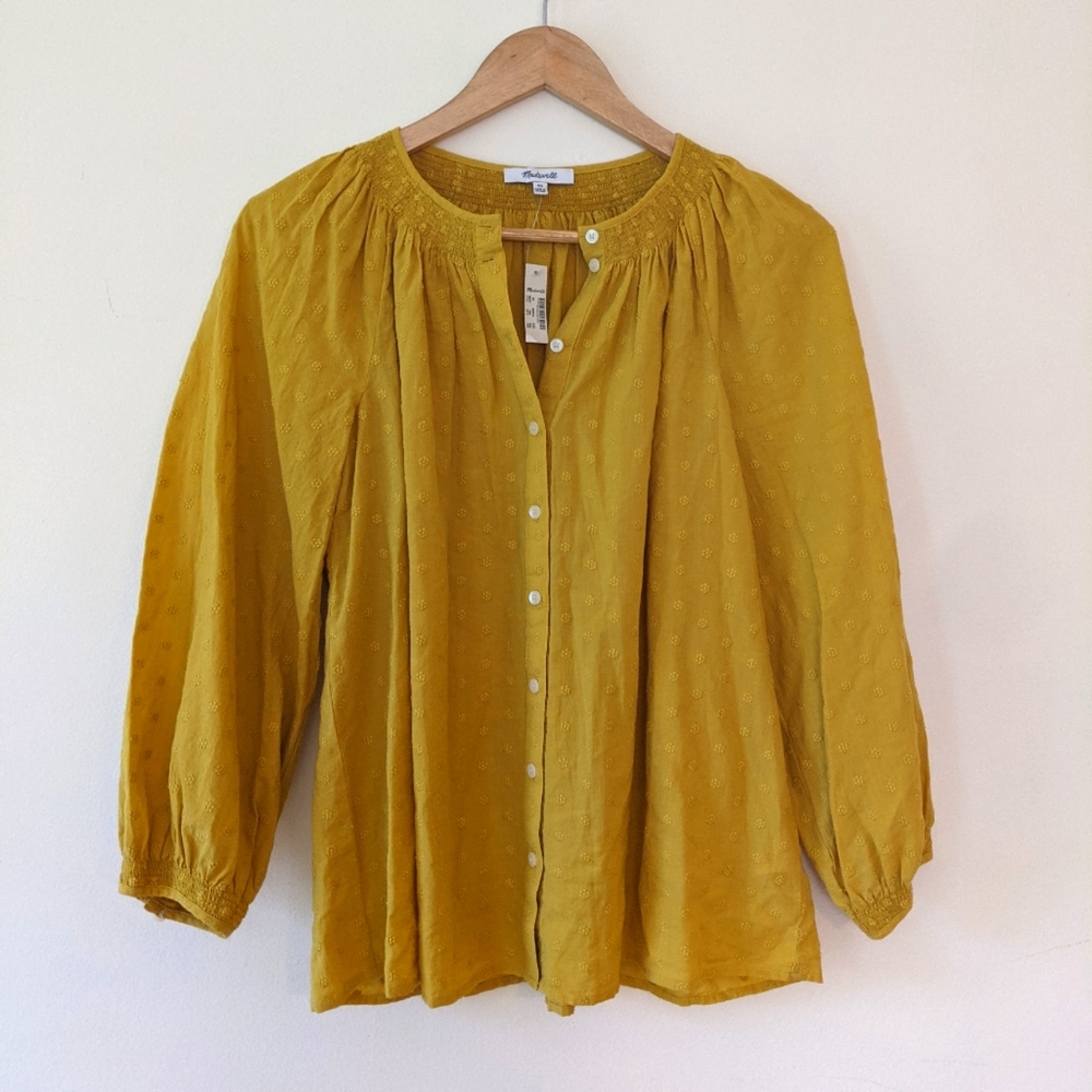 Madewell Embroidered Ochre Blouse